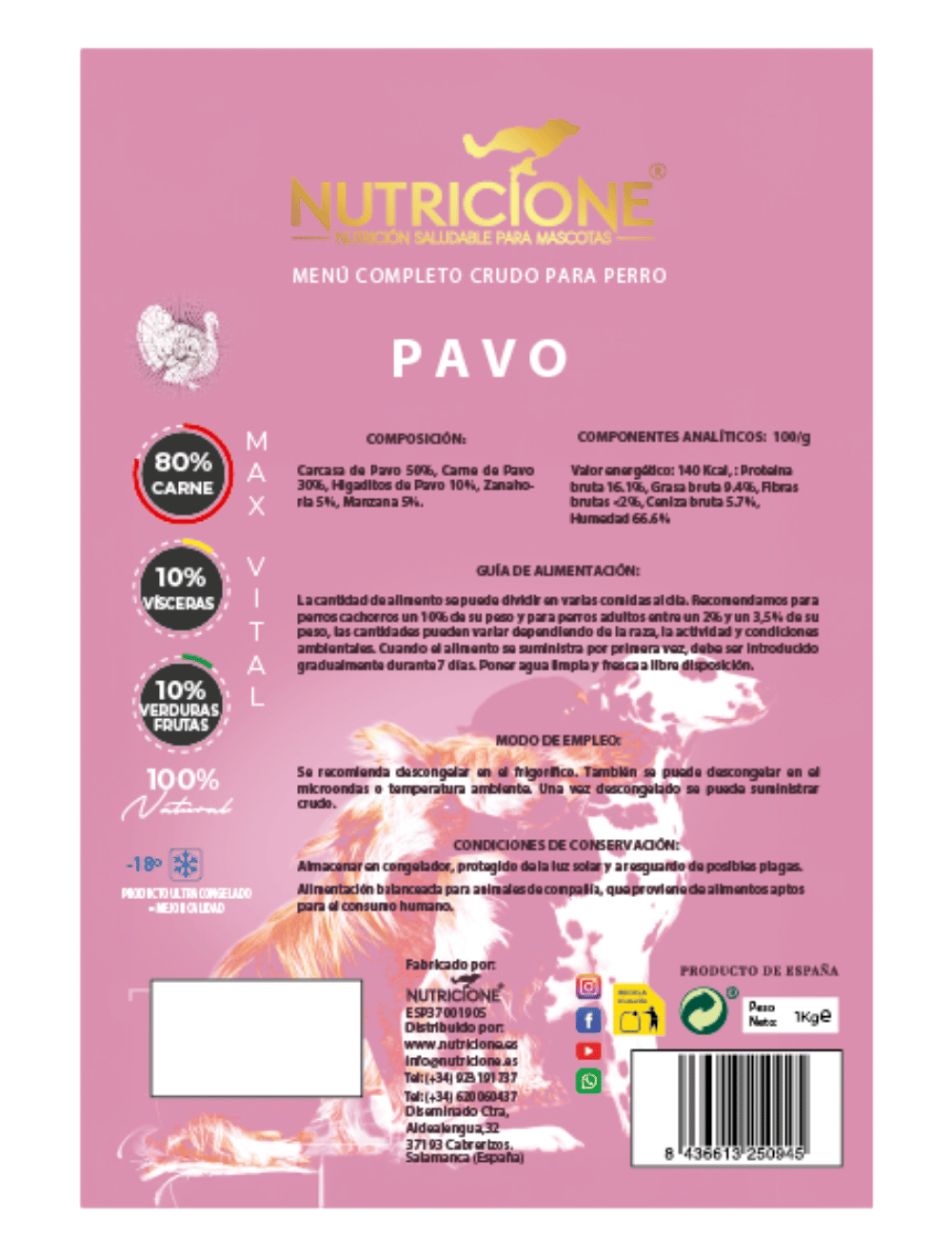 Original Barf | Menú Completo Pavo Monoproteico