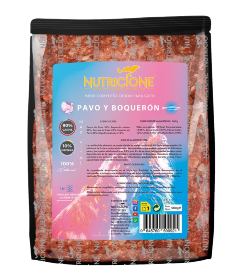 Original Barf | Menú Completo Pavo/Boquerón | Gatos