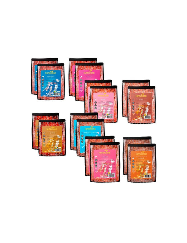 Pack Degustación Dieta BARF Menús Completos - 8 Tipos (16 uds. - 500g/ud)