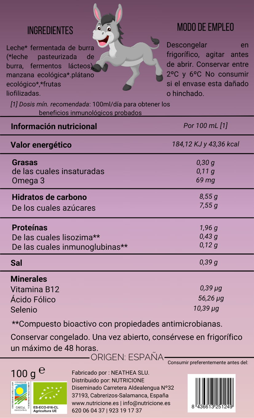 Burrinmune de Leche de Burra con sabor Manzana/ Plátano 100 mL